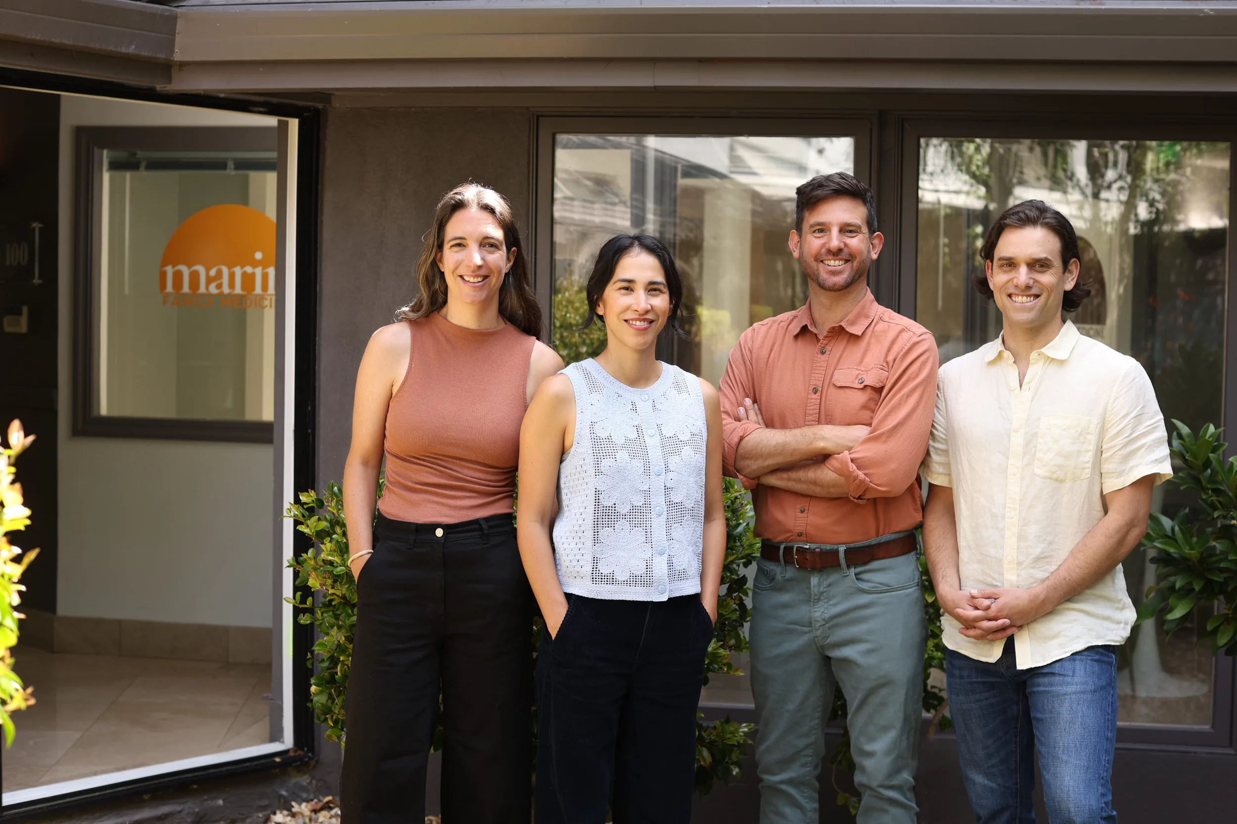 The four physicians of Marin Family Medicine outside the practice